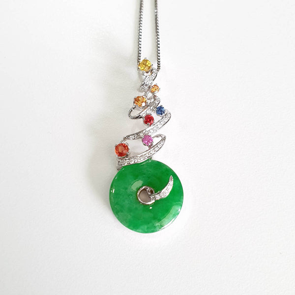 Translucent Brilliant Green Jadeite “Festive Glitters” Pendant (JAB006262) 1
