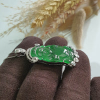 Highly Translucent Icy Brilliant Green Jadeite "Divine Treasure" Pendant (JAB006266) 6