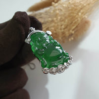 Highly Translucent Icy Brilliant Green Jadeite "Divine Treasure" Pendant (JAB006266) 2