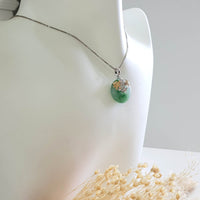 Translucent Icy Green with Lavender Jadeite "Enchanted Bee and Baby’s Breath" Pendant (JAB006286) 7