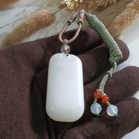 Translucent White Nephrite “Wu Shi” Pendant (JAB006288) 2