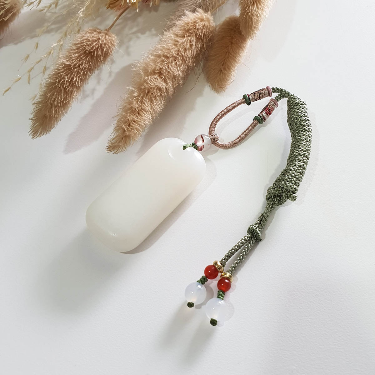 Translucent White Nephrite “Wu Shi” Pendant (JAB006288) 1