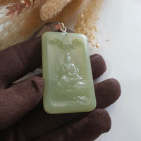 Translucent Yellowish Green Nephrite “Manjushri” Pendant (JAB006289) 2