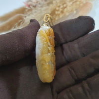 Translucent Brilliant Yellow and White Jadeite "Majestic Dragon” Pendant (JAB006320) 10