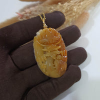 Translucent Brilliant Yellow and White Jadeite "Majestic Dragon” Pendant (JAB006320) 2