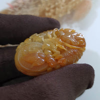 Translucent Brilliant Yellow and White Jadeite "Majestic Dragon” Pendant (JAB006320) 6