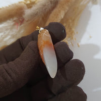 Translucent Icy Orangey Red Jadeite "Dragon and Dragon’s Tooth" Pendant (JAB006321) 5