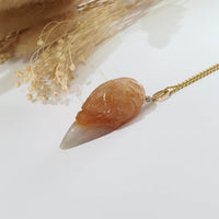 Translucent Icy Orangey Red Jadeite "Dragon and Dragon’s Tooth" Pendant (JAB006321) 6