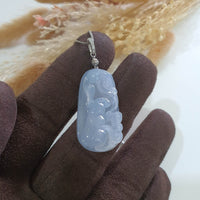 Good Translucency Icy Bluish Lavender Jadeite "Prosperity Rabbit" Pendant (JAB006332) 1