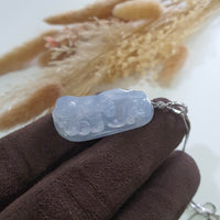 Good Translucency Icy Bluish Lavender Jadeite "Prosperity Rabbit" Pendant (JAB006332) 6