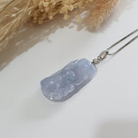 Good Translucency Icy Bluish Lavender Jadeite "Prosperity Rabbit" Pendant (JAB006332) 7