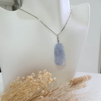 Good Translucency Icy Bluish Lavender Jadeite "Prosperity Rabbit" Pendant (JAB006332) 8
