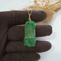 Translucent Brilliant Deep Green Jadeite “Auspicious Peanuts” Pendant (JAB006436) 1