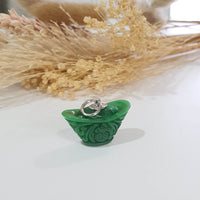 Translucent Brilliant Green Jadeite "Auspicious Ingot" Pendant (JAB006449) 6