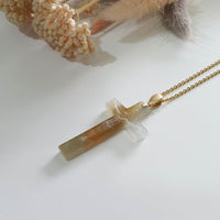 Translucent Icy and Icy Honey Yellowish Jadeite "Crucifix" Pendant (JAB006452) 7