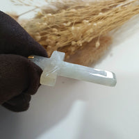 Translucent Icy and Icy Yellowish Jadeite "Crucifix" Pendant (JAB006453) 3
