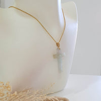Translucent Icy and Icy Yellowish Jadeite "Crucifix" Pendant (JAB006453) 7