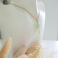 Translucent Light Apple Green and Yellow Jadeite "Crucifix" Pendant (JAB006463) 9