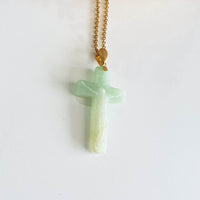 Translucent Light Apple Green and Yellow Jadeite "Crucifix" Pendant (JAB006463) 7
