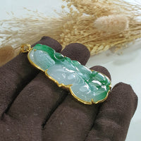 Translucent Icy with Brilliant Green Jadeite "Goddess of Mercy" Pendant (JAB006469) 9