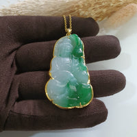 Translucent Icy with Brilliant Green Jadeite "Goddess of Mercy" Pendant (JAB006469) 1