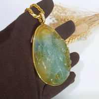 [Rare] Highly Translucency Icy Brilliant Yellowish Green "Goddess of Mercy" Pendant (JAB006470) 3