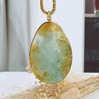 [Rare] Highly Translucency Icy Brilliant Yellowish Green "Goddess of Mercy" Pendant (JAB006470) 5