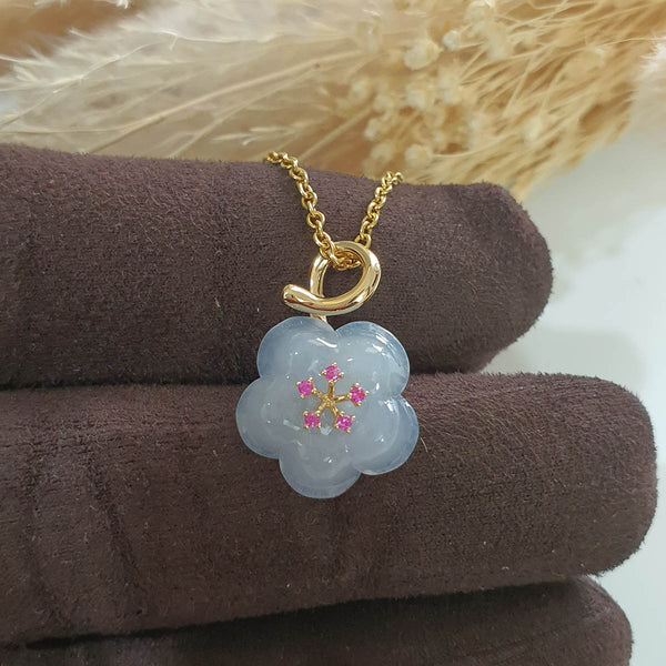 Good Translucency Icy Light Bluish Lavender “Petunia” Pendant (JAB006499) 1