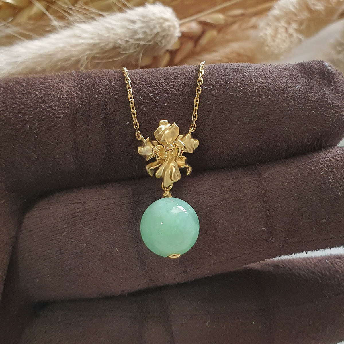 Translucent Apple Green Jadeite “Miss Joaquim” Pendant (JAB006519) 1