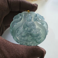 Highly Translucent Icy Bluish Jadeite “Goddess of Mercy” Pendant (JAB006545) 4