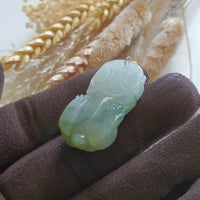 Good Translucency Icy Green and Yellow Jadeite "Auspicious Wealth Pixiu" (JAB006628) 8