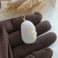 Translucent Icy Tri-colours Jadeite "Longevity Monkey" Pendant (JAB006629) 6