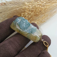Good Translucency Icy Yellow and Bluish Green Jadeite “Joyful Bloom” Pendant (JAB006631) 8