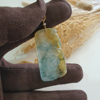 Good Translucency Icy Yellow and Bluish Green Jadeite “Joyful Bloom” Pendant (JAB006631) 4