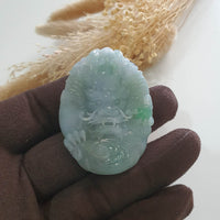Translucent Icy Green Jadeite "Majestic Dragon” Pendant (JAB006632) 7
