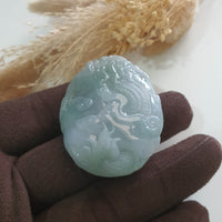 Translucent Icy Green Jadeite "Majestic Dragon” Pendant (JAB006632) 6