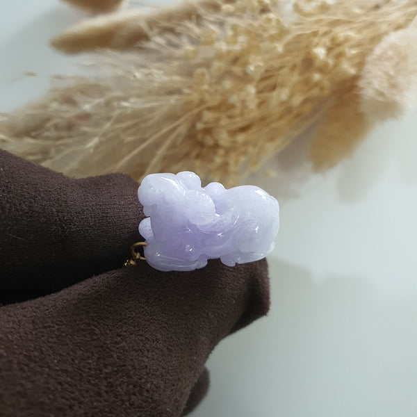 Translucent Brilliant Lavender Jadeite "Auspicious Goat" Pendant (JAB006645) 1