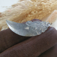 Highly Translucent Icy Jadeite "Dragon Sabre" Pendant (JAB006661) 5