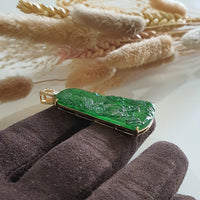 Highly Translucent Imperial Green Jadeite "Majestic Dragon” Pendant (JAB006663) 7