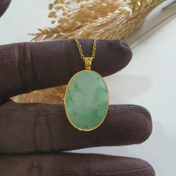 Translucent Icy Apple Green Jadeite “The Icy Greenery” Pendant (JAB006665) 1