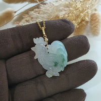 Good Translucency Icy with Green Jadeite "Rooster" Pendant (JAB006701) 3
