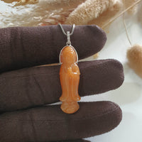 Translucent Brilliant Orange Jadeite "Goddess of Mercy" Pendant (JAB006738) 5