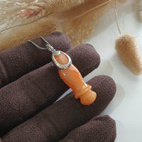 Translucent Brilliant Orange Jadeite "Goddess of Mercy" Pendant (JAB006738) 3