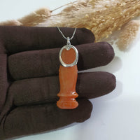 Translucent Brilliant Orangey Red Jadeite "Goddess of Mercy" Pendant (JAB006741) 4