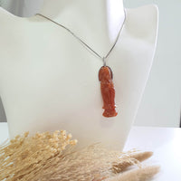 Translucent Brilliant Orangey Red Jadeite "Goddess of Mercy" Pendant (JAB006741) 8
