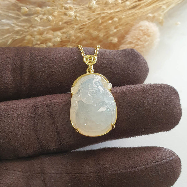 Good Translucency Icy Yellow "God of Fortune" Pendant (JAB006753) 1