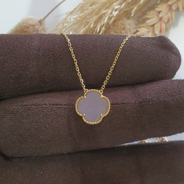 Translucent Brilliant Lavender Jadeite “Clover’s Love” Pendant Necklace (JAB006777) 1