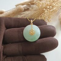 Translucent Icy Apple Green Jadeite "Countless Blessing" Pendant (JAB006780) 1