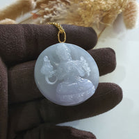 Translucent Icy Lavender Jadeite " Mahasthamaprapta Bodhisattva" Pendant (JAB006851) 4