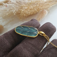 Highly Translucent Icy Bluish Green Jadeite “Auspicious Leaf” Pendant (JAB006903) 5